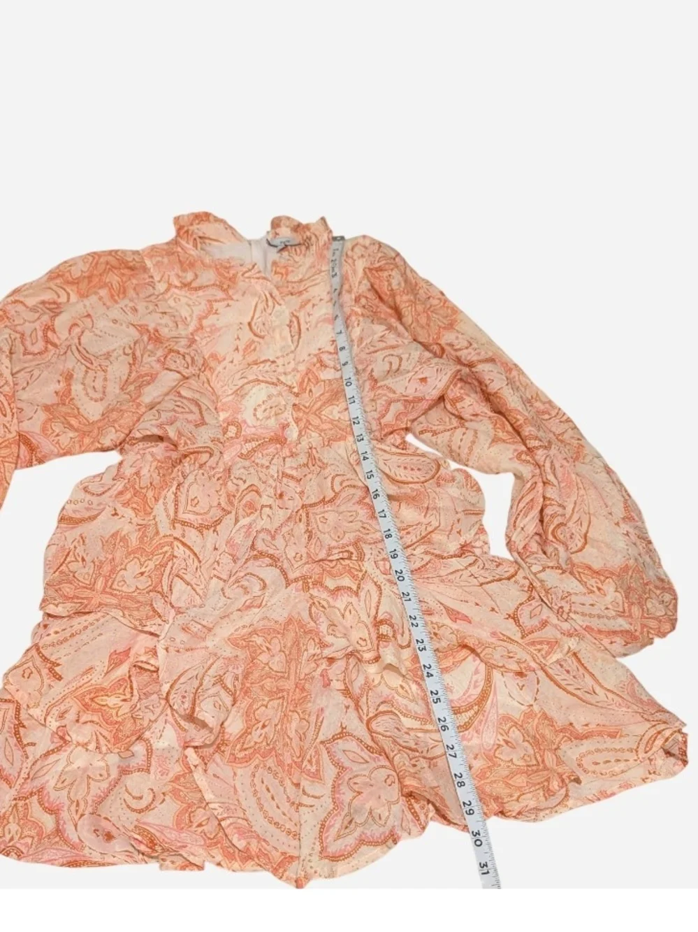 Pre-owned Fate Coral Paisley Ruffle Mini Dress - Picture 4 of 10